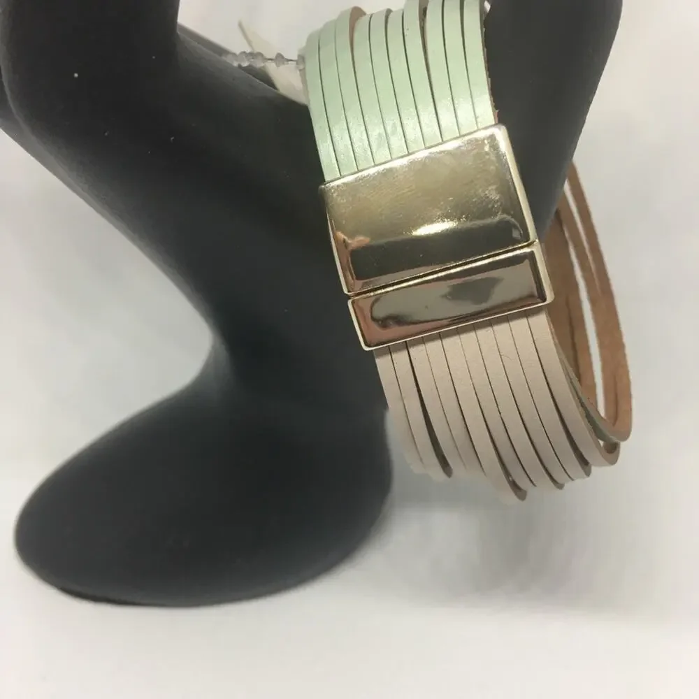 Multi Cord Bracelet Faux Leather - Mint